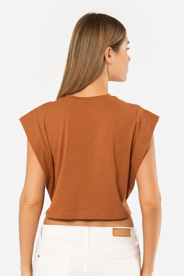 Türen Kadın Vatka Görünümlü Crop T-shirt