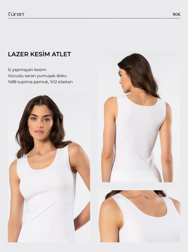 Türen Kadın Lazer Kesim Pamuklu Atlet
