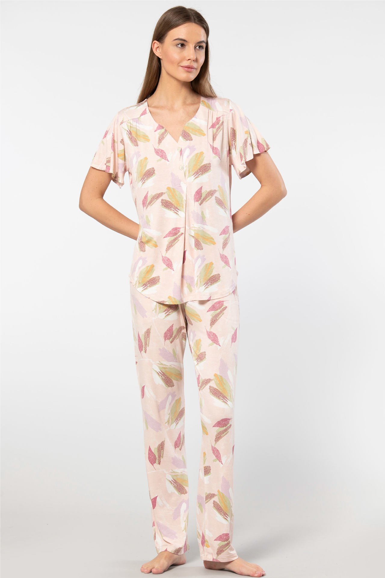 Türen Patlı Örme Kısa Kol Pijama Takımı