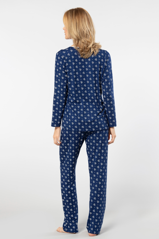 Türen Çiçek Desenli Uzun Kollu Patlı Pijama Takımı