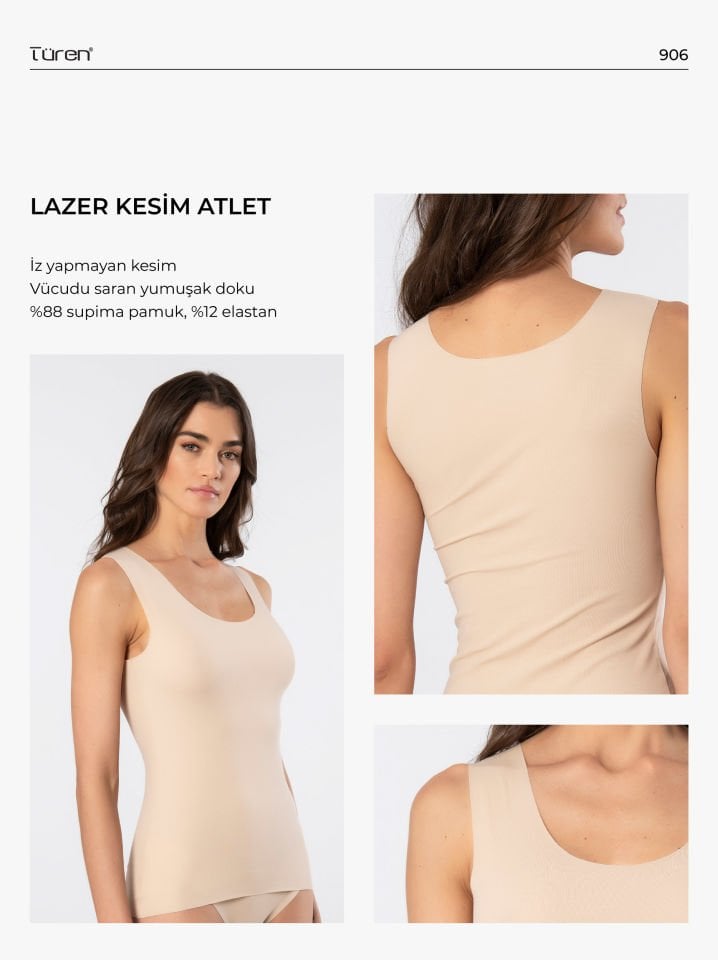 Türen Kadın Lazer Kesim Pamuklu Atlet