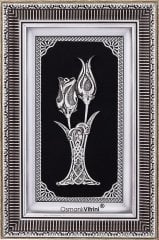 28 cm x 43 cm Siyah Gümüş Renk Lalegül Tablo Çerçeve