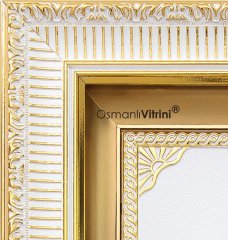 30 cm x 50 cm Beyaz Altın Renk Lalegül Tablo Çerçeve