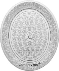 37 cm x 44 cm Beyaz Gümüş Renk Esmaül Hüsna Dua Tablo Çerçeve