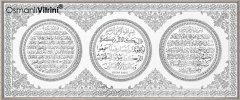 50 cm x 90 cm Beyaz Gümüş Ayetel Kürsi Nazar Bereket Dua Tablo Çerçeve