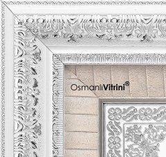 50 cm x 90 cm Beyaz Gümüş Ayetel Kürsi Nazar Bereket Dua Tablo Çerçeve