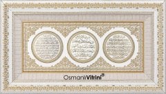 50 cm x 90 cm Beyaz Altın Ayetel Kürsi Nazar Bereket Dua Tablo Çerçeve