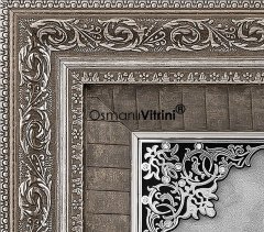 68 cm x 75 cm Tam Taşlı Gümüş Renk Ayetel Kürsi Dua Tablo Çerçeve