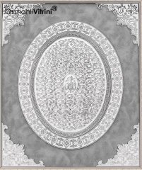 68 cm x 75 cm Tam Taşlı Beyaz Gümüş Renk Esmaül Hüsna Yazılı Tablo Çerçeve