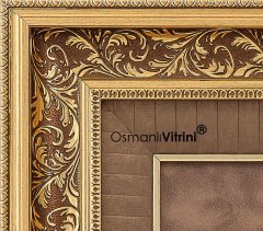 60 cm x 65 cm Taşlı Altın Renk Osmanlı Tuğrası Arması Tablo Çerçeve