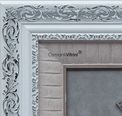 50 cm x 60 cm Beyaz Gümüş Renk Esmaul Husna Tablo Çerçeve