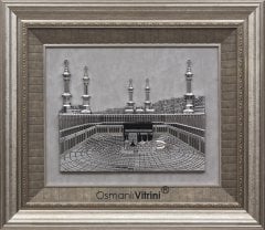 60 cm x 70 cm Gümüş Renk Kabartmalı Kabe Tablo Çerçeve