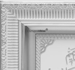 28 cm x 43 cm Beyaz Gümüş Renk Nazar Duası Yazılı Tablo Çerçeve