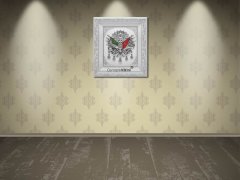 52 cm x 58 cm Beyaz Gümüş Renk Osmanlı Tugrası Arması Tablo Çerçeve