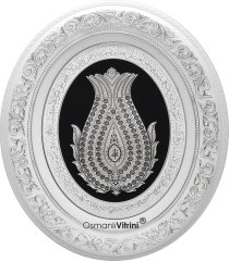 52 cm x 60 cm Beyaz Gümüş Renk Ayetel Kürsili Lalegül Tablo Çerçeve