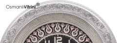 56 cm Gümüş Renk Saatli Lalegül İsmi Celil Tablo Çerçeve