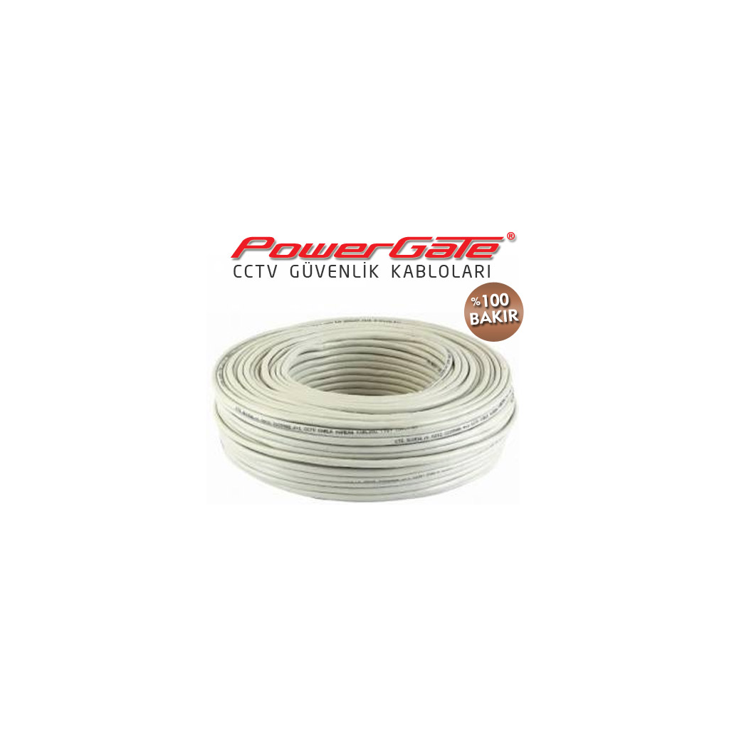 PowerGate VIA 100mt, 2+1 (2x0,22+0,22) %100 Bakır, CCTV Güvenlik Kablosu