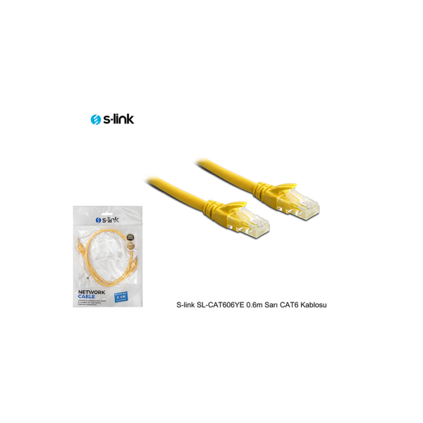 S-Link SL-CAT606 CAT6 Patch 60CM Kablo (Sarı)