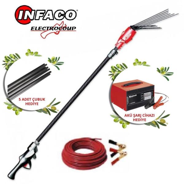 İnfaco Elektrolive E 500 M Zeytin Hasat Makinesi+Şarj Cihazı 5 Ad. Çubuk