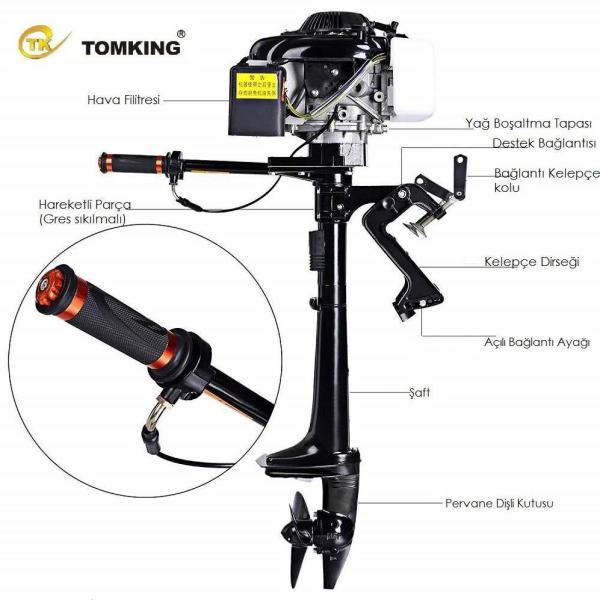 Tomking TK144FC Dıştan Takma Bot Motoru 4 Zamanlı
