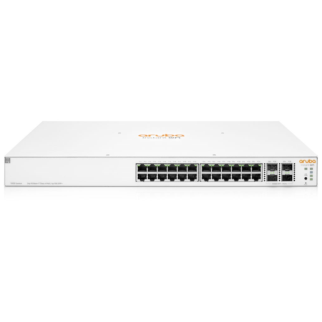 HP Aruba Instant On JL684A 1930-24G, 24Port,  GigaBit, 24 Port PoE, 370W, 4 Port Gigabit SFP, Yönetilebilir, Rack Mount Switch
