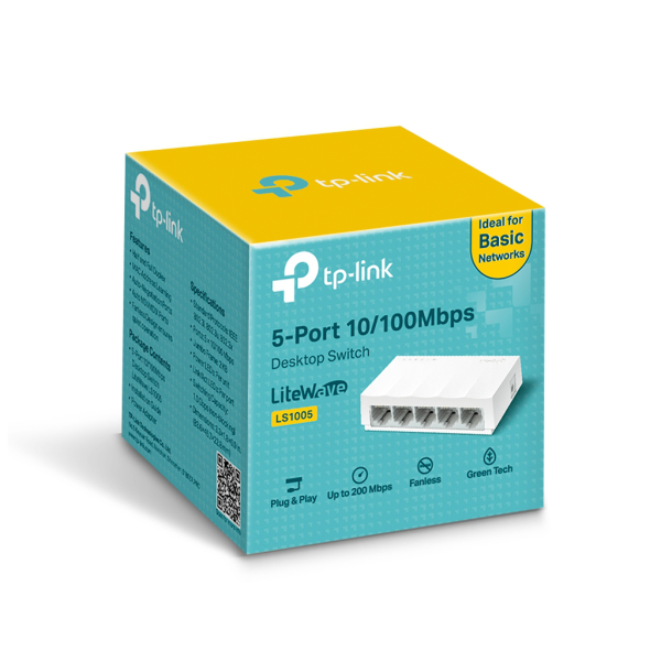 TP-LINK LS1005, Green Tech, 5 Port, MegaBit, Yönetilemez, Masaüstü Switch
