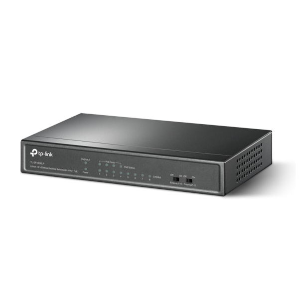 TP-LINK TL-SF1008LP, 8 Port, MegaBit, Metal Kasa, 4 Port PoE, 41W, Yönetilemez, Masaüstü Switch