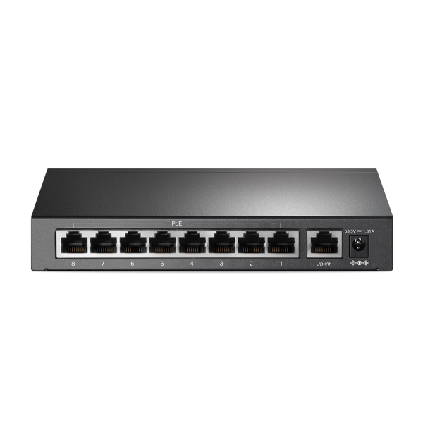 TP-LINK TL-SF1009P, 8 Port, MegaBit, Metal Kasa, 8 Port PoE, 65W, +1 Port Uplink, Yönetilemez, Masaüstü Switch