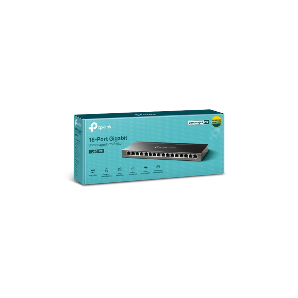 TP-LINK TL-SG116E(UN) V2, 16 Port, GigaBit, Metal Kasa, Easy Smart, Yönetilemez, Masaüstü Switch