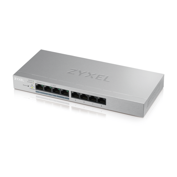ZyXEL GS1200-8HP, 8 Port Poe, 60W, GigaBit,  Yönetilebilir, Masaüstü Switch