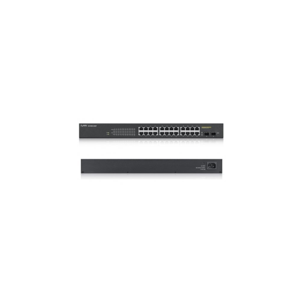 ZyXEL GS1900-24HP V2, 24 Port, GigaBit, 24 Port PoE, 170W, +2Port GigaBit SFP, Yönetilebilir, Rackmount Switch