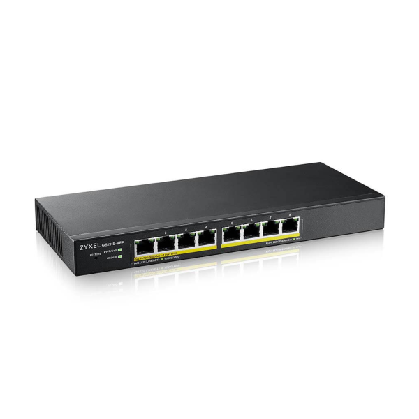 ZyXEL GS1915-8EP, 8 Port PoE, 60W, GigaBit, Yönetilebilir, Masaüstü Akıllı Switch
