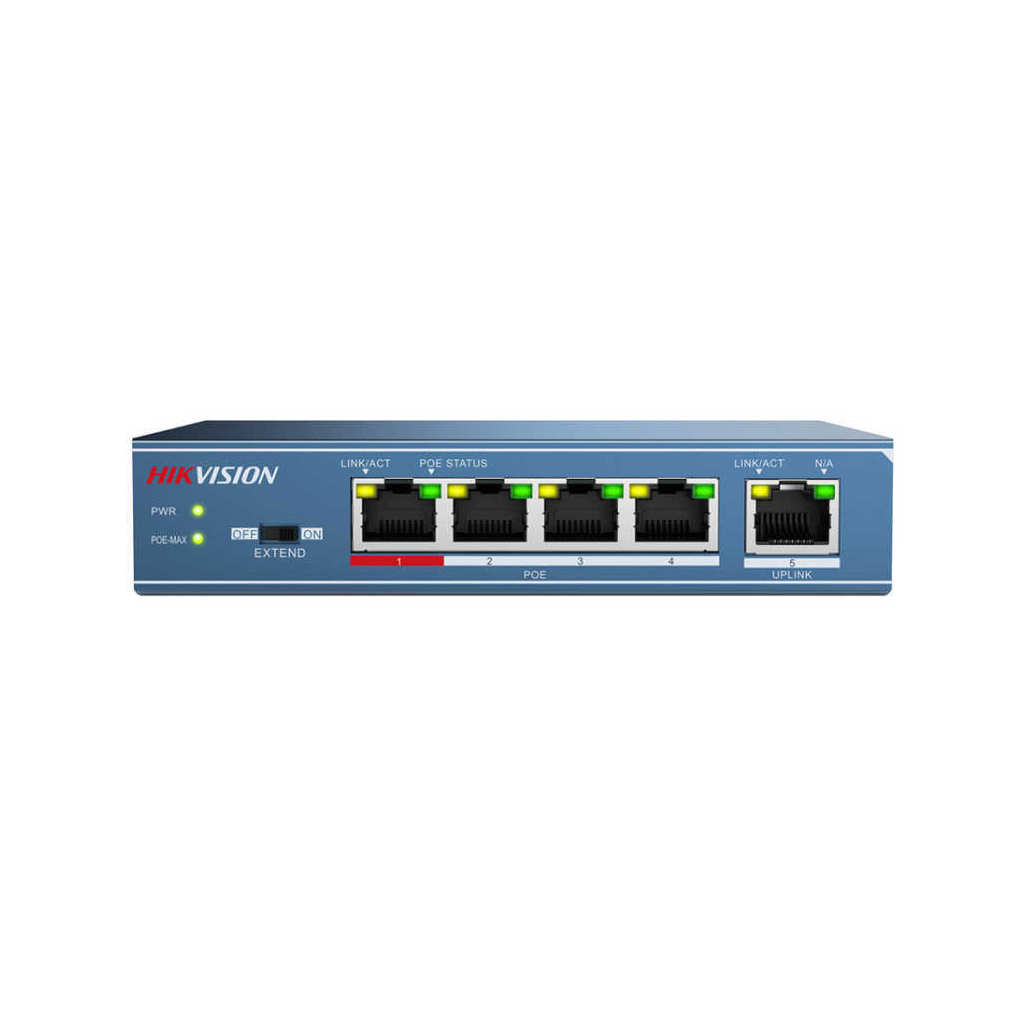 HIKVISION DS-3E0105P-E/M, 5 Port, Megabit, 5 Port PoE, 38W, Yönetilemez, Masaüstü Switch