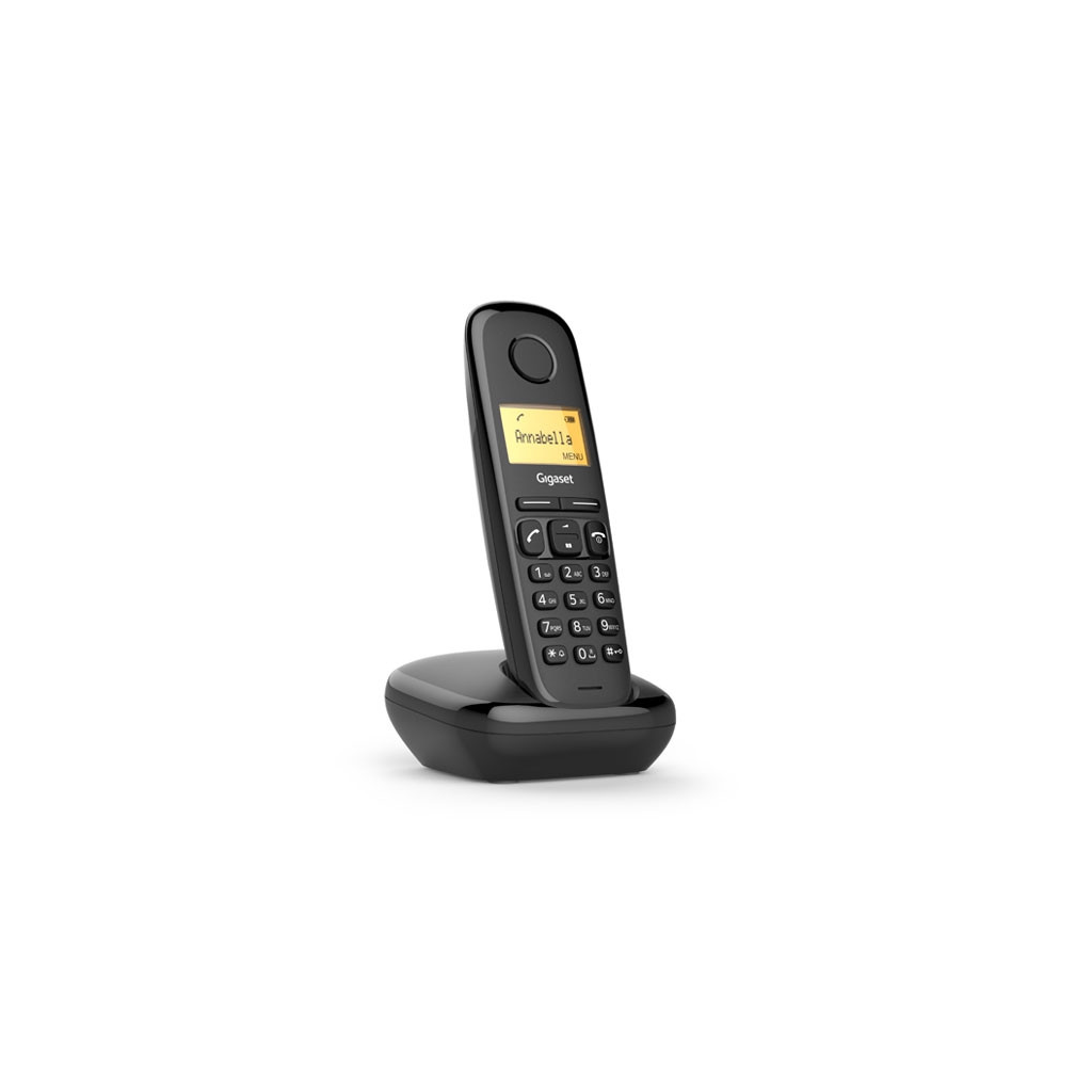 GIGASET A170 DECT TELSİZ TELEFON (SİYAH) 18 Saat Konuşma, 200 Saat Bekleme, 50 Kişilik Rehber