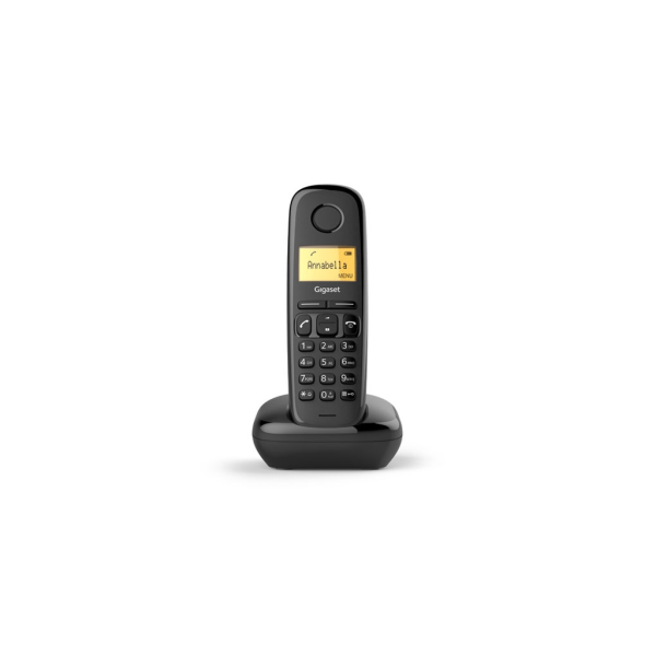 GIGASET A170 DECT TELSİZ TELEFON (SİYAH) 18 Saat Konuşma, 200 Saat Bekleme, 50 Kişilik Rehber