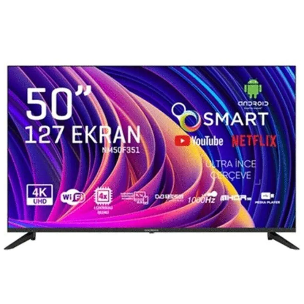 NORDMENDE NM50351, 50" 126cm, 4K Ultra HD, Dahili Uydu Alıcı, Smart, WiFi, Android, 1000Hz, Led Televizyon