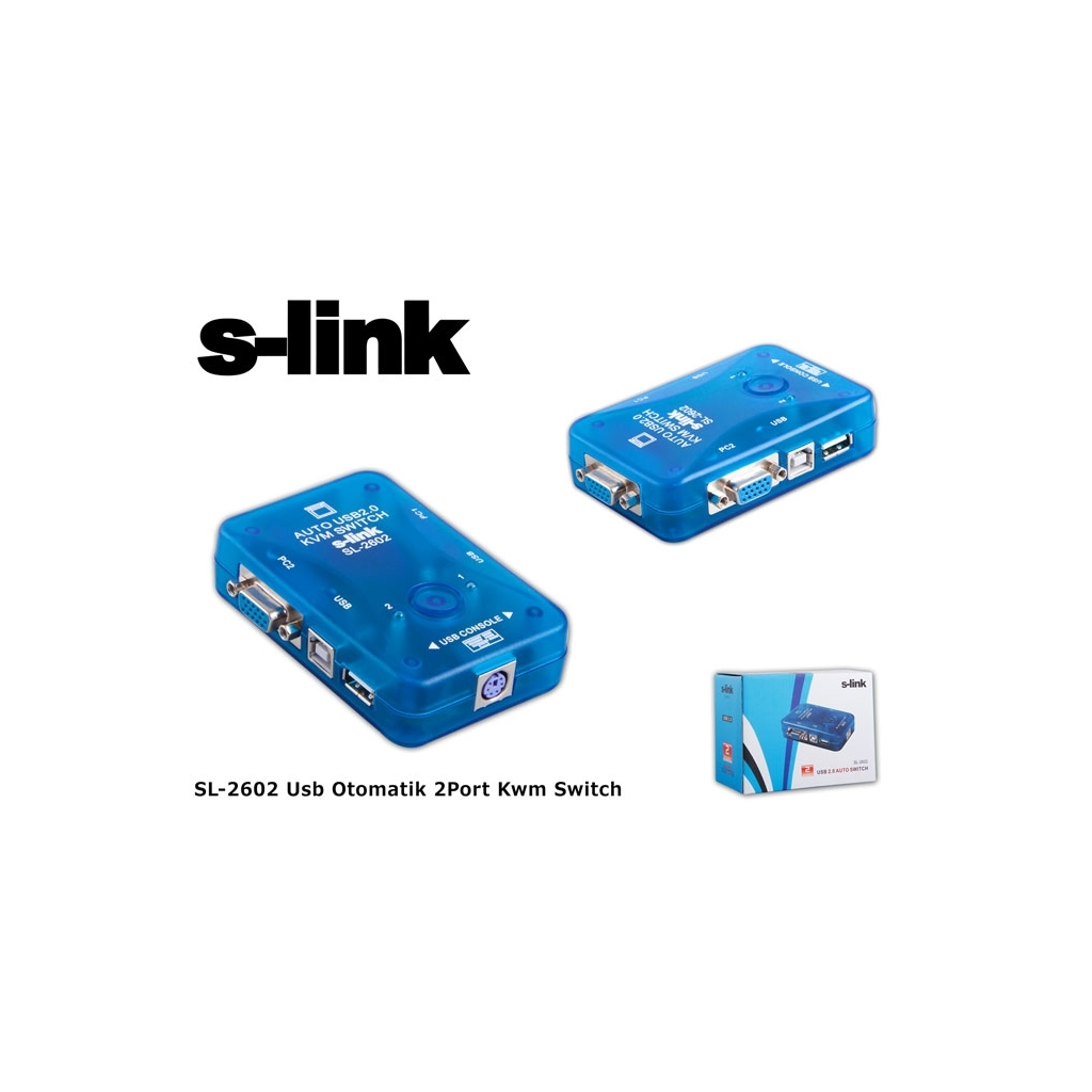 S-LINK SL-2602 AUTO KVM SWITCH 2PC / 1 USER USB