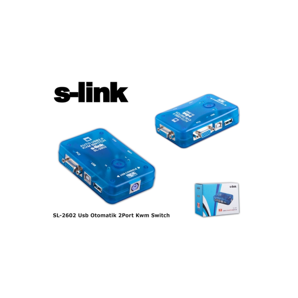 S-LINK SL-2602 AUTO KVM SWITCH 2PC / 1 USER USB