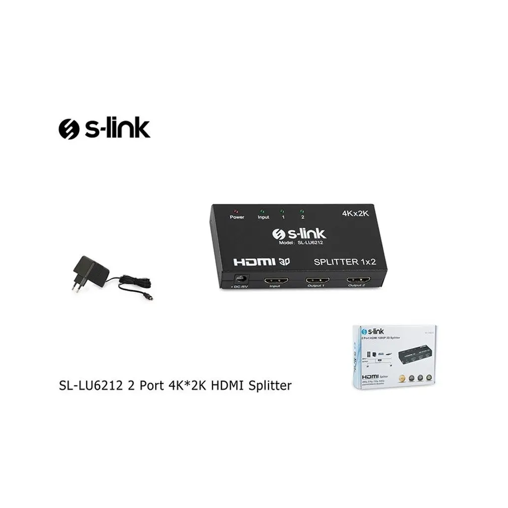 S-LINK SL-LU6212 2 Port 4K/2K HDMI Splitter