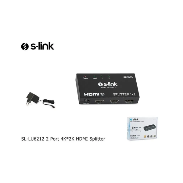 S-LINK SL-LU6212 2 Port 4K/2K HDMI Splitter