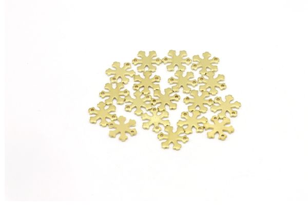 Raw Brass Snowflake Blank Charm  • 12x11mm •  10 Pieces
