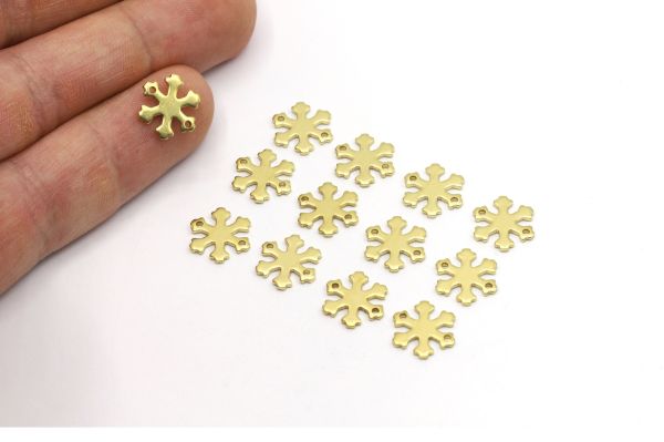 Raw Brass Snowflake Blank Charm  • 12x11mm •  10 Pieces