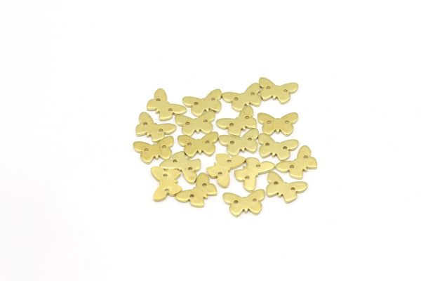 Raw Brass Butterfly Charm • 9x12mm •  Charm For Necklace & Earring・ 5 Pieces・