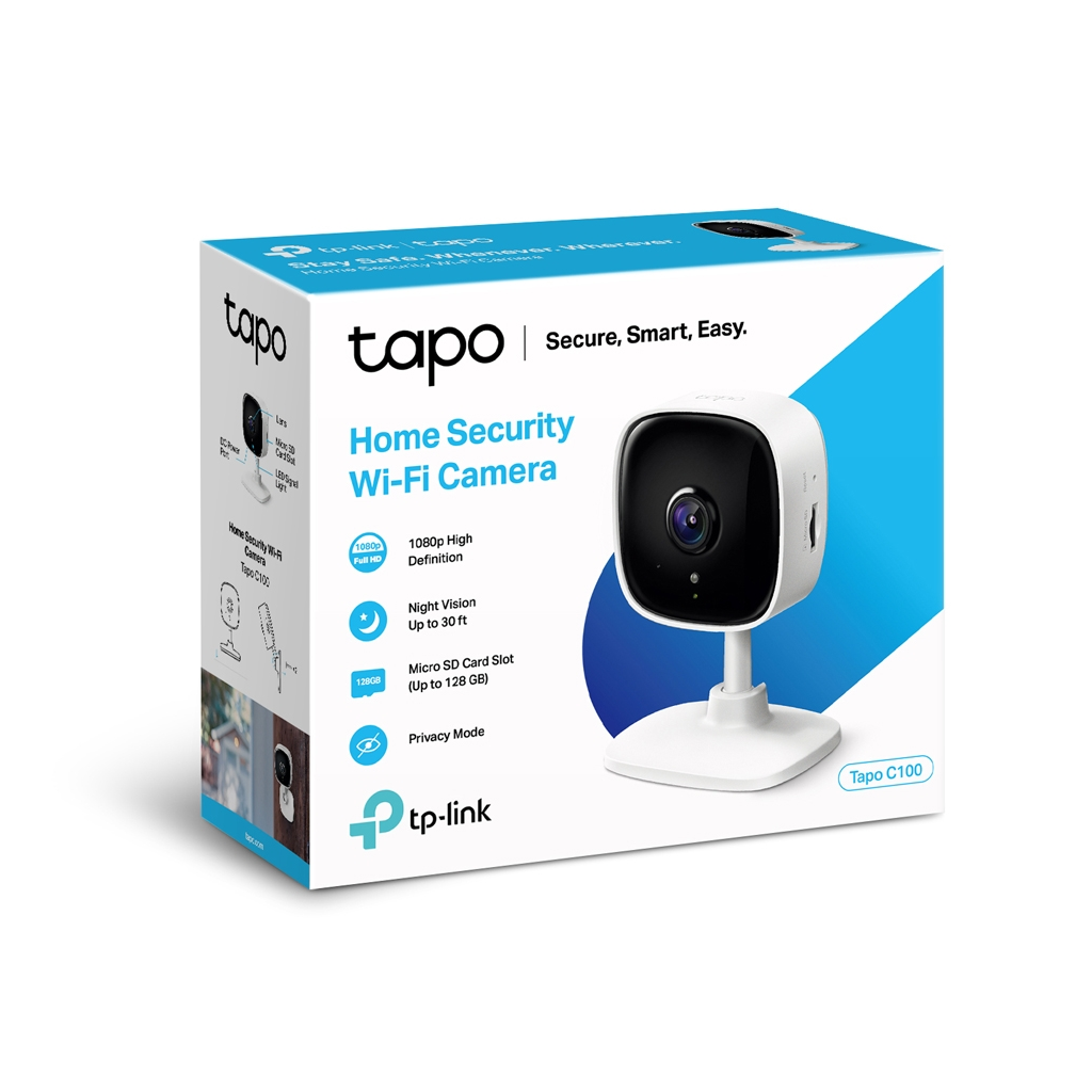 TP-LINK Tapo C100, Bebek/Ev Güvenlik Kamerası, WiFi, 1080P, 20Mt Gece Görüşü, Hareket algılama, Ses ve Işık Alarmı, İki Yönlü Ses
