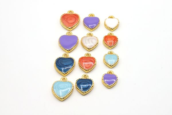 24k Gold Plated Heart Pendant・Gold Planet Enamel Charm・Necklace For Pendant・