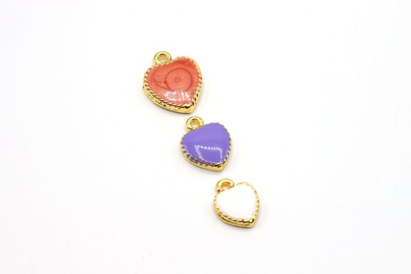 24k Gold Plated Heart Pendant・Gold Planet Enamel Charm・Necklace For Pendant・
