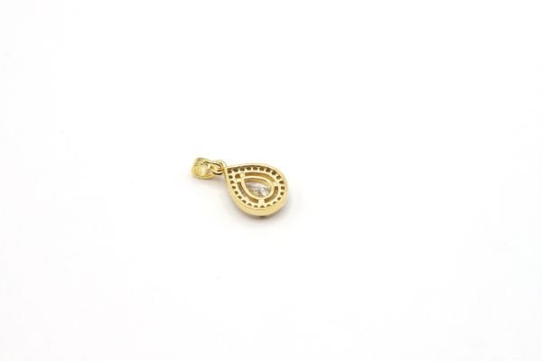 24k Gold Drop Crystal Charm, Gold Drop Pendant , CZ Micro Pave Charms, Drop Zirconia Stone Charms