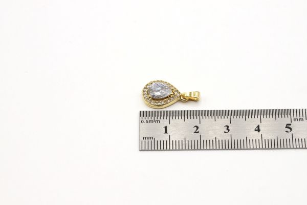 24k Gold Drop Crystal Charm, Gold Drop Pendant , CZ Micro Pave Charms, Drop Zirconia Stone Charms