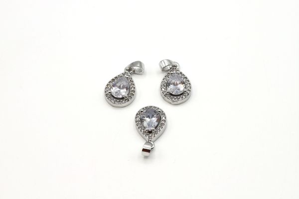 24k Gold Drop Crystal Charm, Gold Drop Pendant , CZ Micro Pave Charms, Drop Zirconia Stone Charms