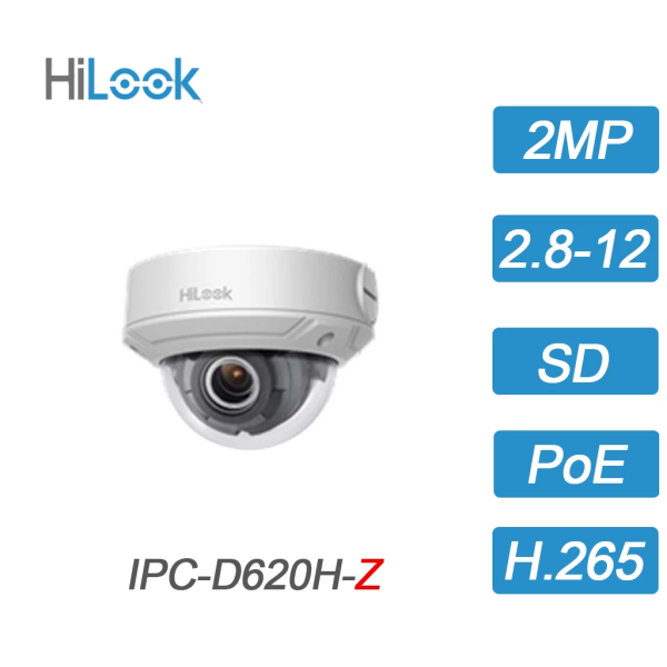 HILOOK IPC-D620H-Z 2Mpix, 2,8-12mm Motorize Lens, H265+,30Mt Gece Görüşü, PoE, IP67, IK10, Dome IP Kamera